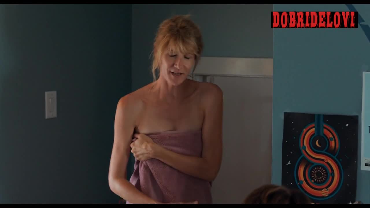 Laura Dern with only towel covering breasts scene