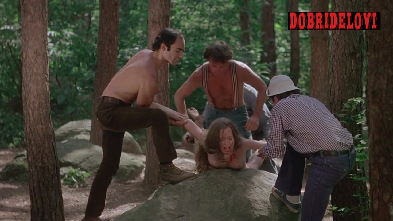 Camille Keaton brutally attacked in the woods