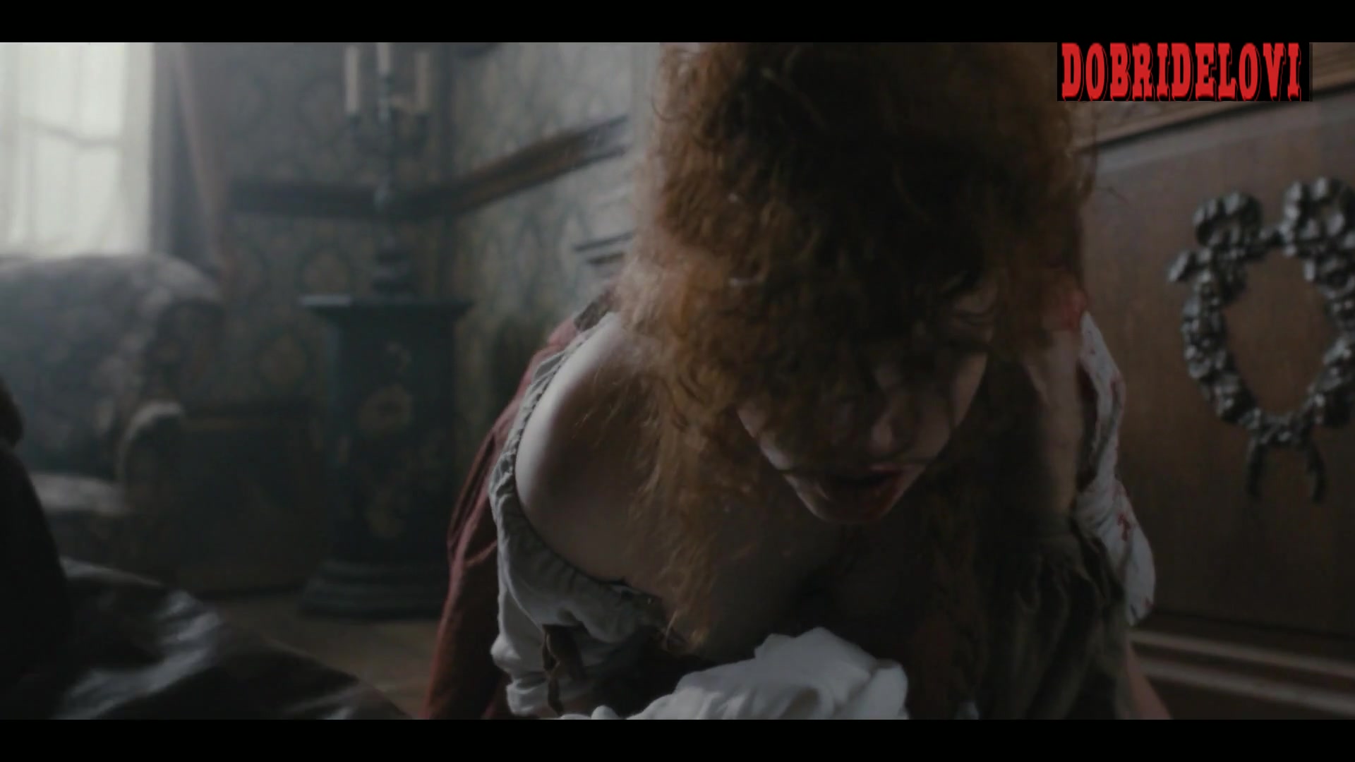 Anne Laure Vandeputte cleavage scene from Thieves of the Wood