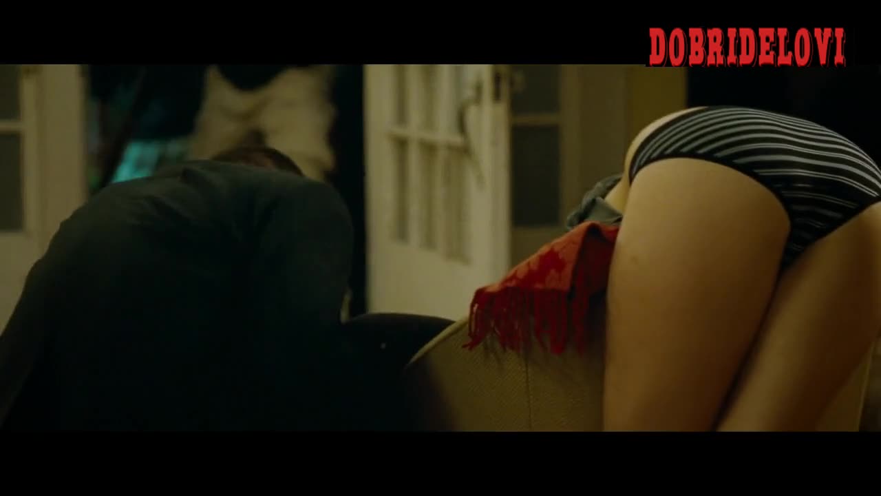 Elizabeth Olsen bent over chair with panties scene from Oldboy