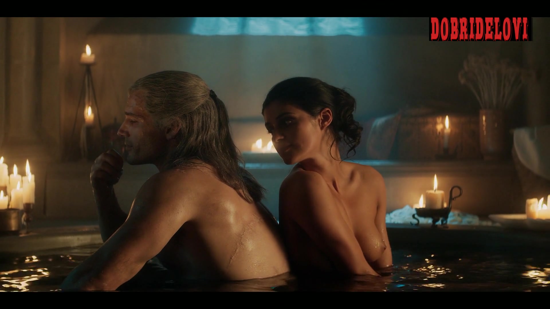 Anya Chalotra strips and joins Henry Cavill in the tub