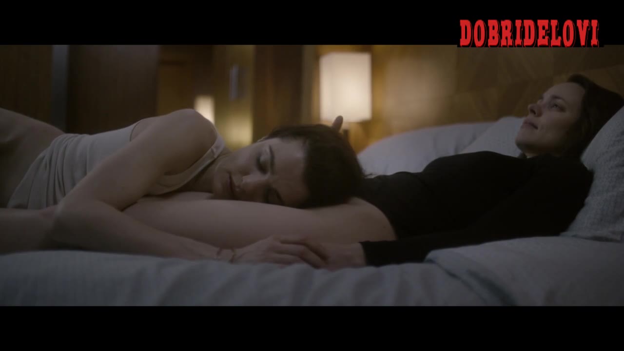 Rachel McAdams and Rachel Weisz laying in bed scene from Disobedience
