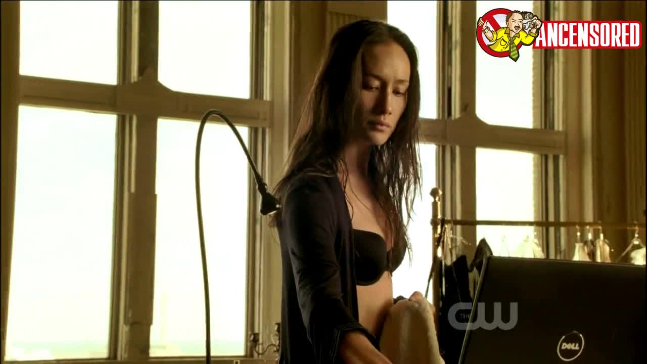 Maggie Q in lingerie in Nikita scene