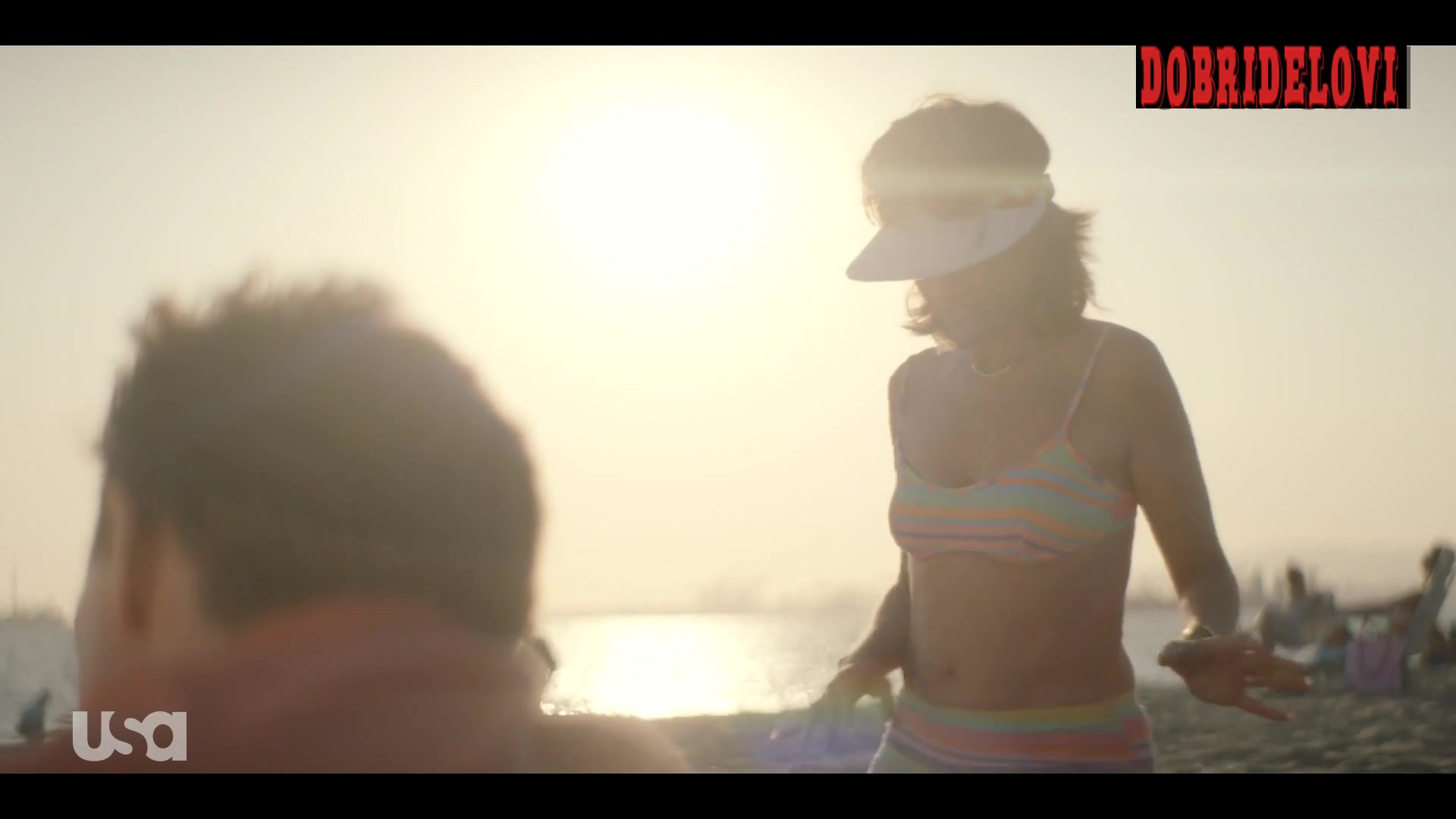 Amanda Peet sexy bikini in the beach scene from Billions