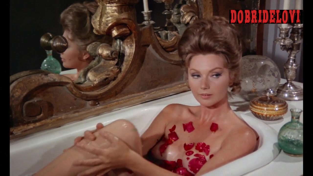 Sylva Koscina bath with rose petals over her nipples scene from Marquis de Sade Justine
