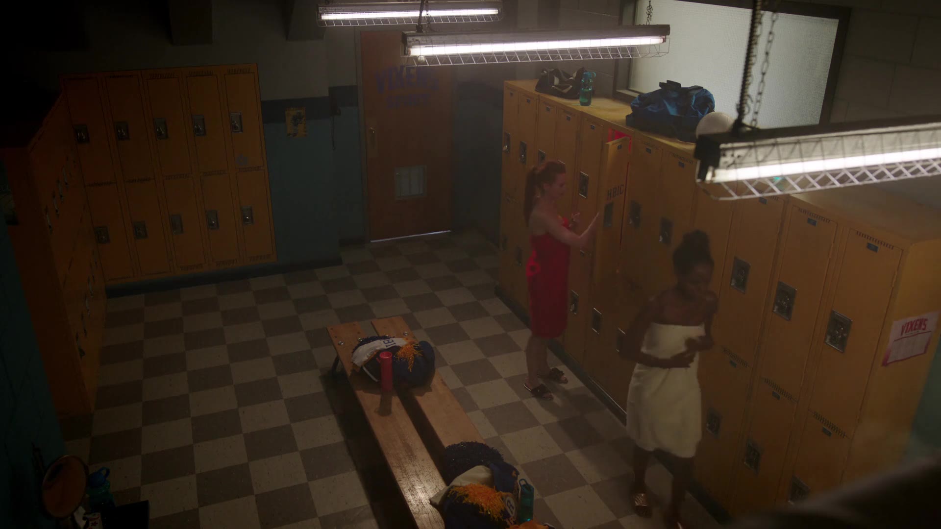 Madelaine Petsch and Ashleigh Murray locker room scene from Riverdale