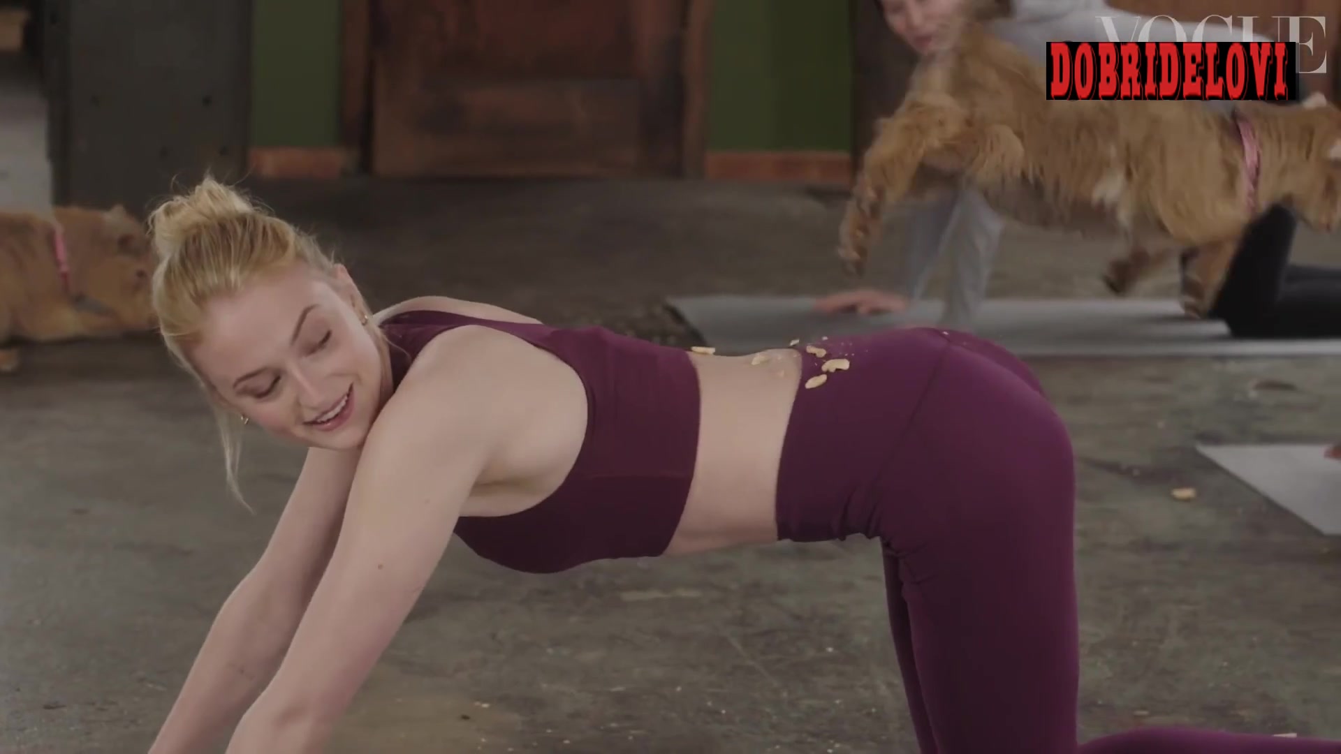 Sophie Turner workout with goats for Vogue