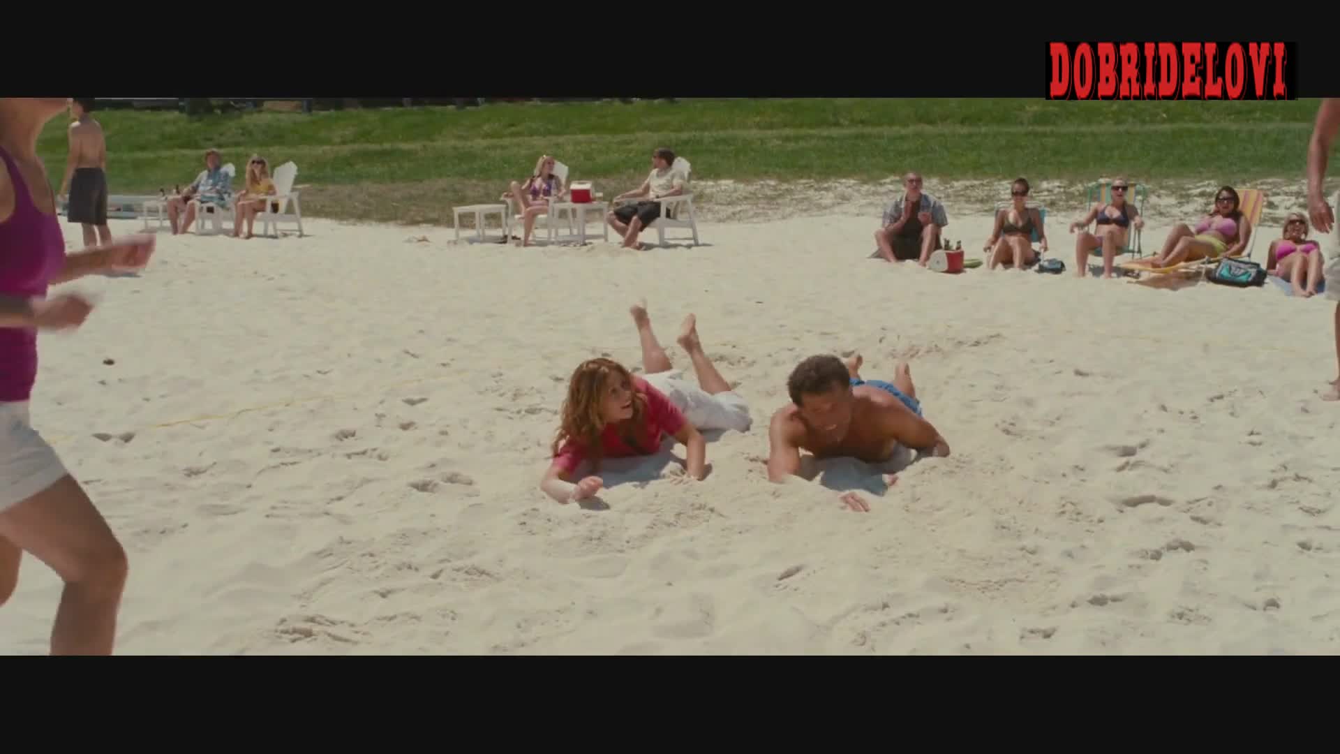 Jenna Fischer side boob scene in the beach -- Hall Pass