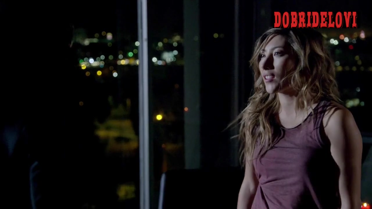 Dichen Lachman on couch scene from The Last Ship