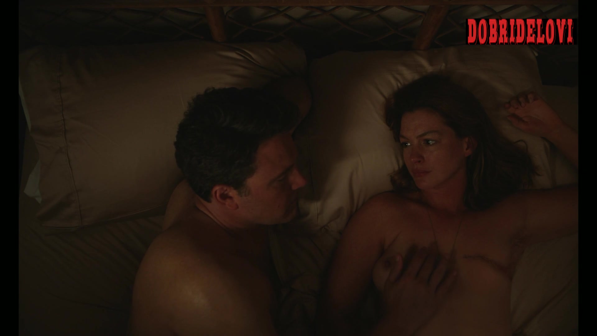 Anne Hathaway topless in bed scene from The Last Thing He Wanted