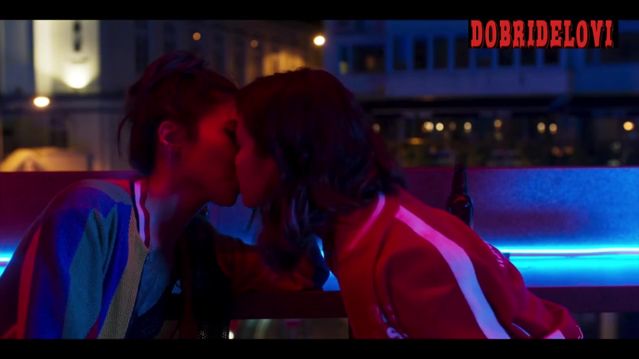 Katie Leung and Kae Alexander lesbian kiss in bar