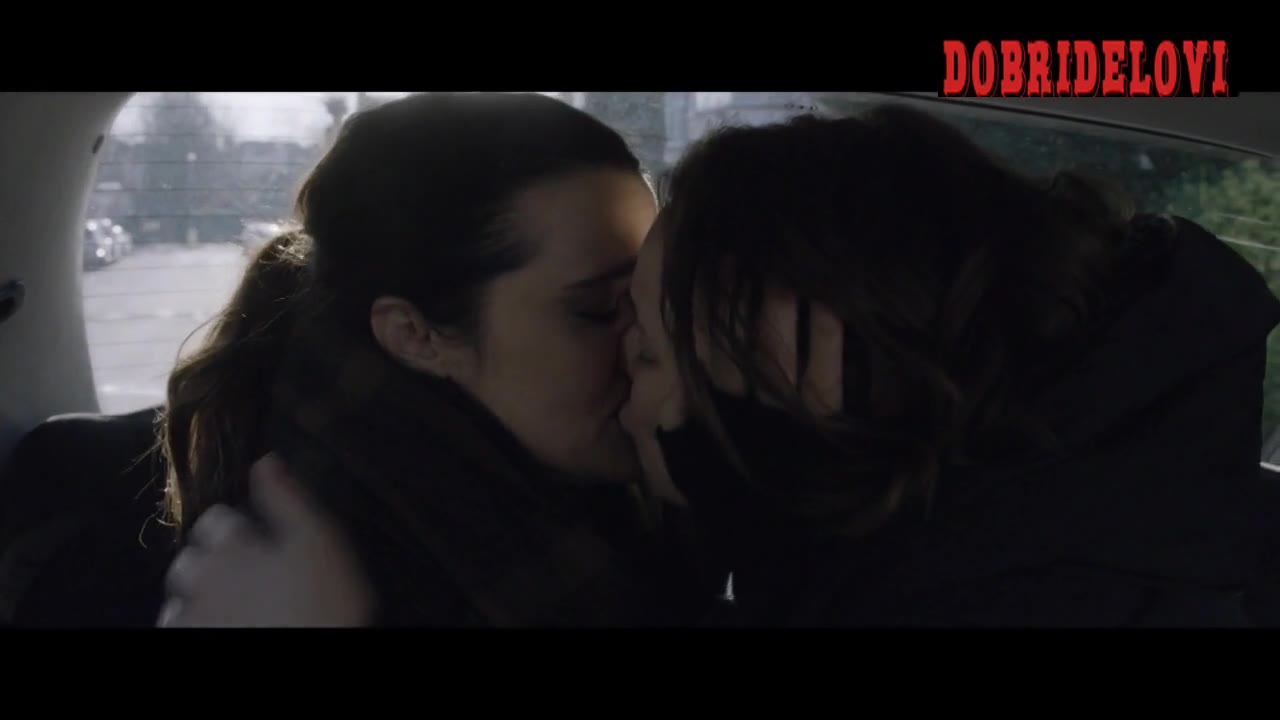 Rachel McAdams and Rachel Weisz kiss in a car scene from Disobedience