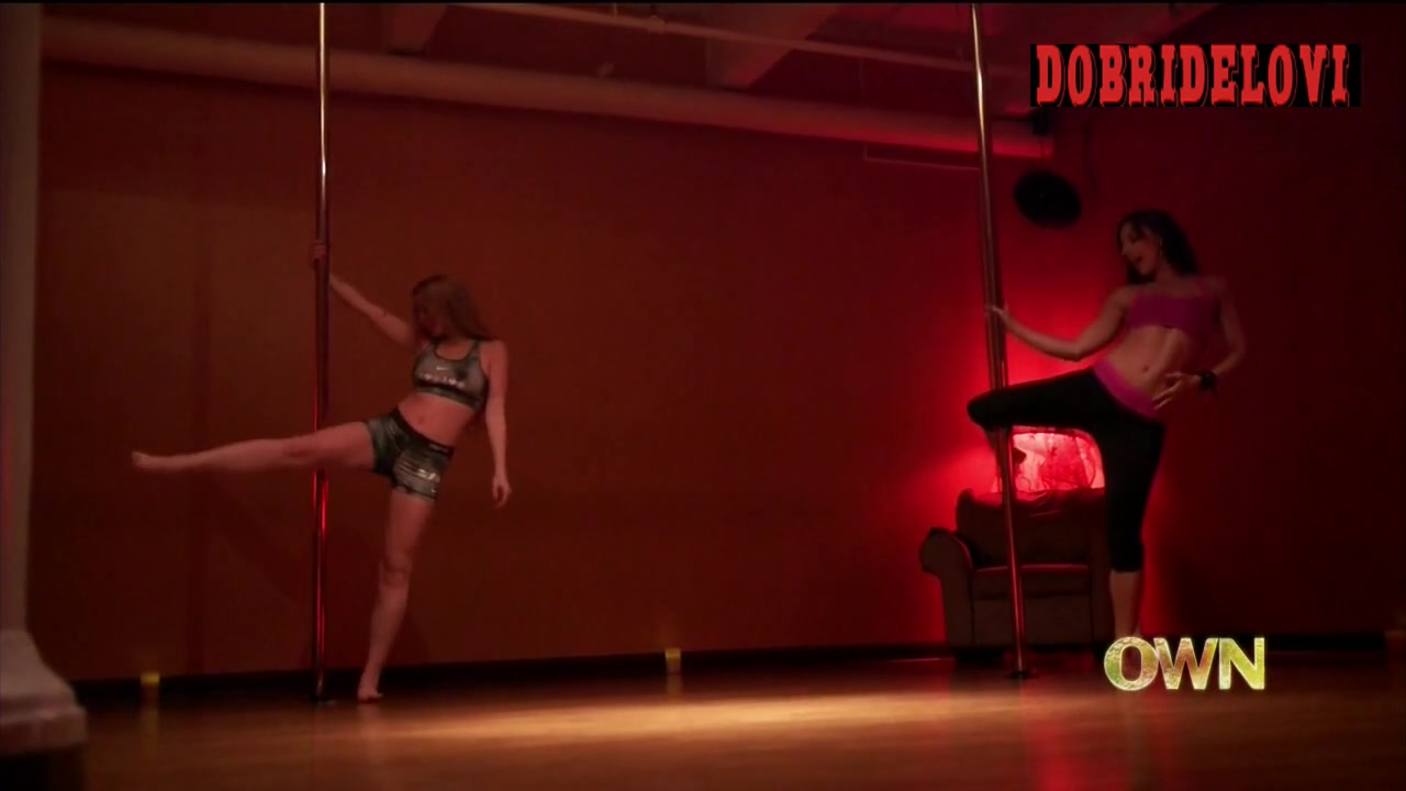 Lindsay Lohan taking pole dancing class scene from Lindsay