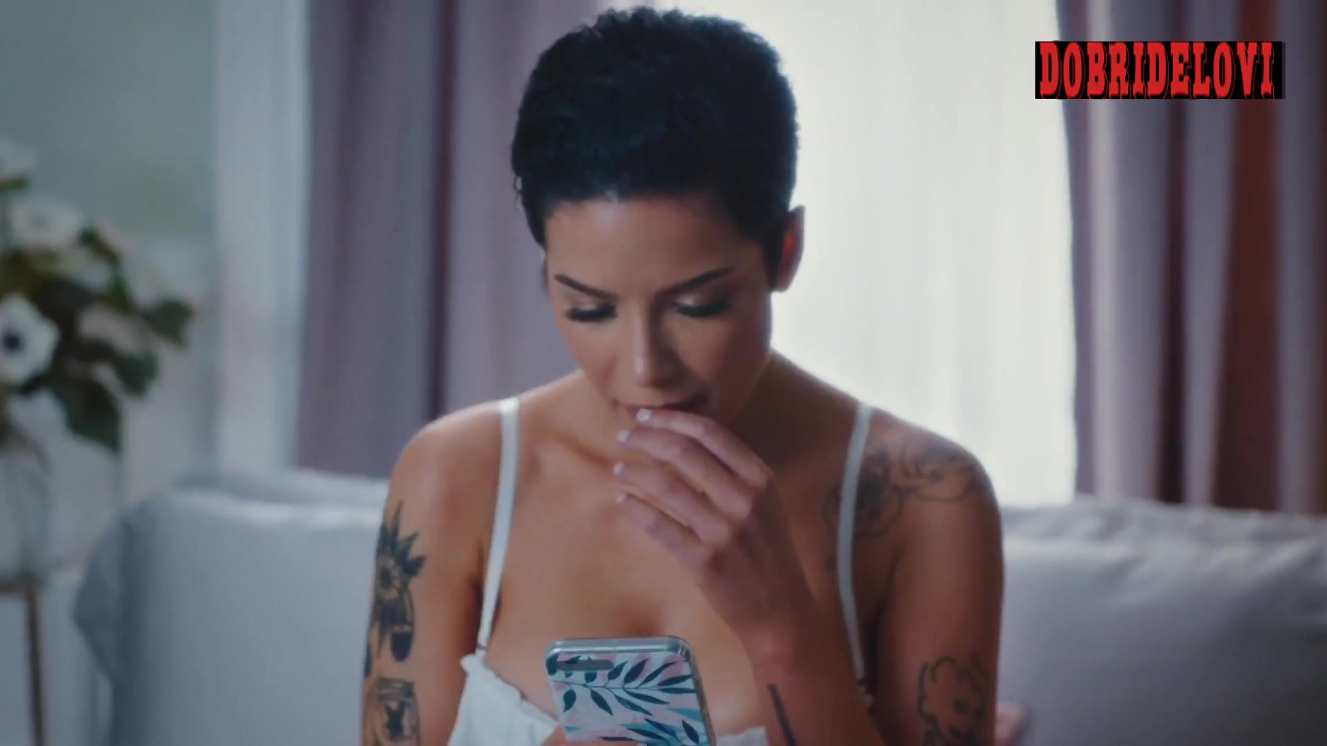 Halsey sexy white top for music video