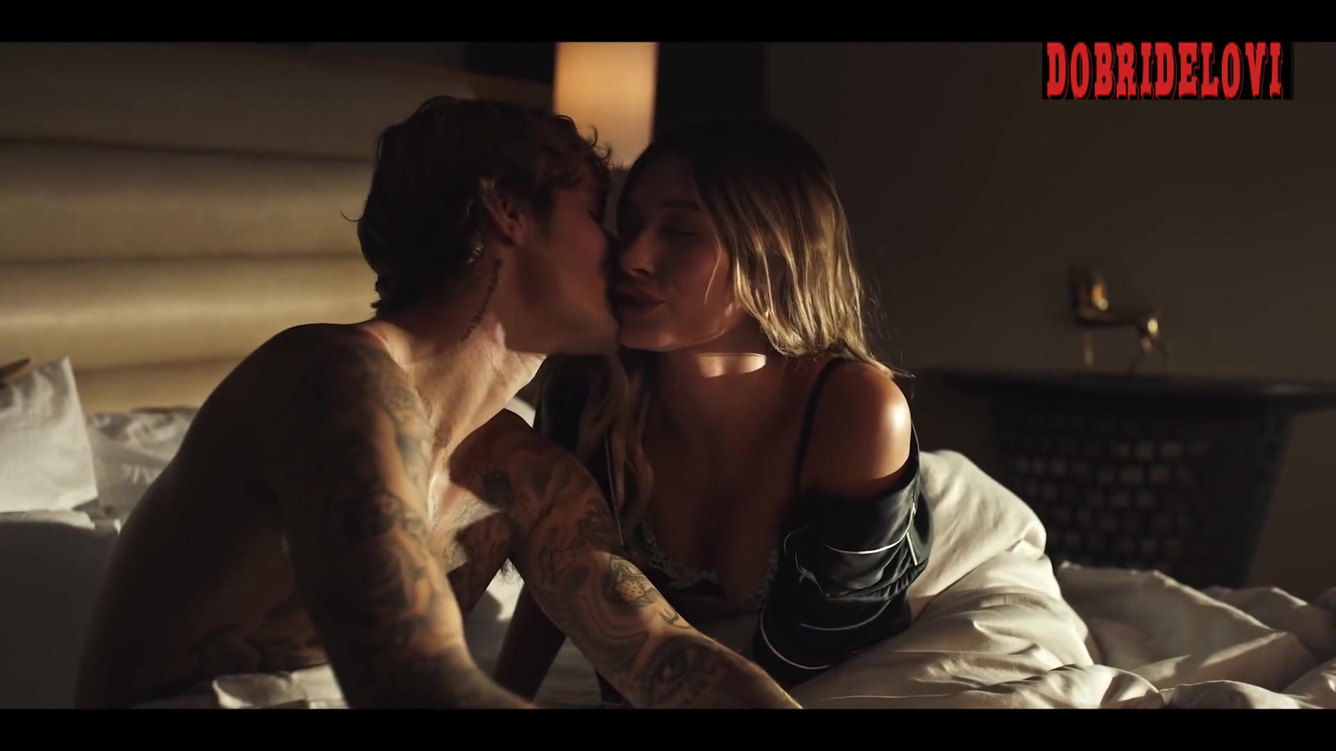 Hailey Bieber and Justin Bieber wake up scene from POPSTAR