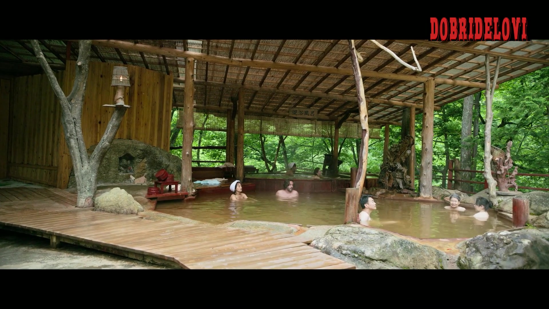 Alicia Vikander, Kiki Sukezane, Riley Keough hot springs scene from Earthquake Bird