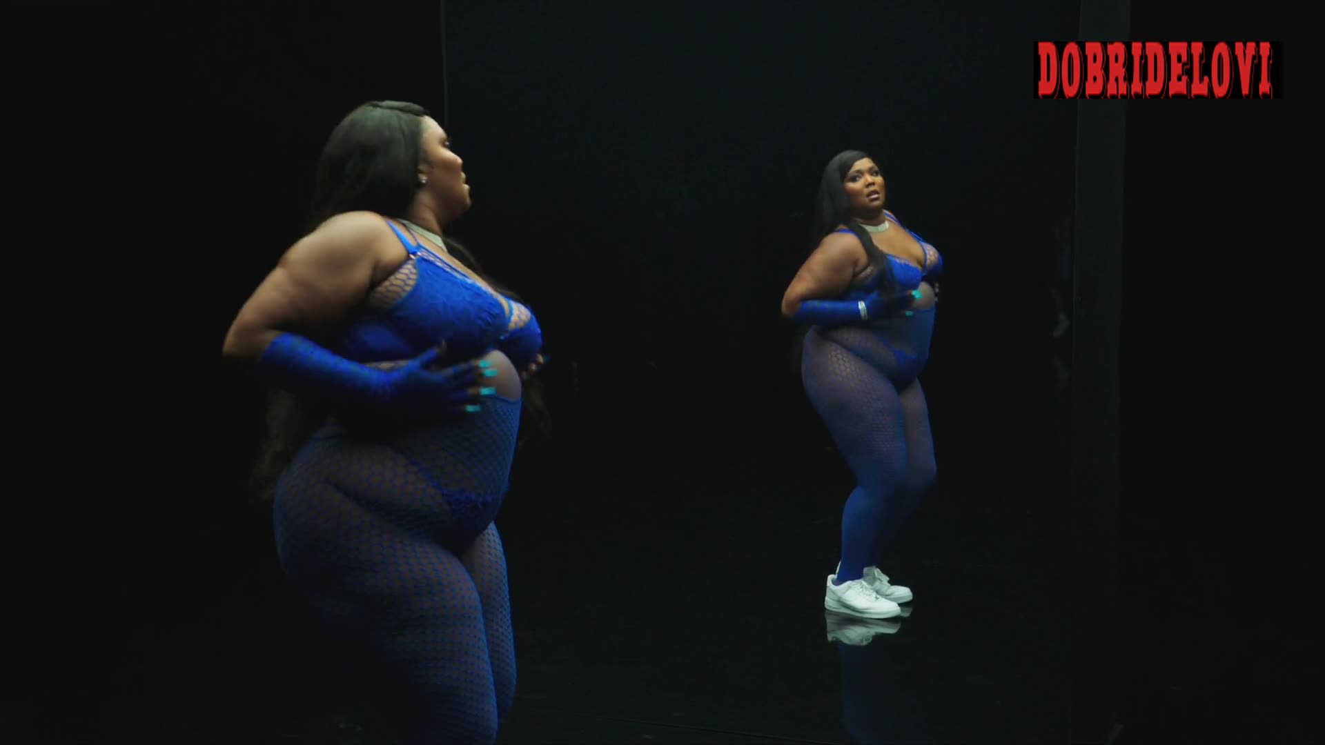 Lizzo blue lingerie scene from Savage X Fenty Show