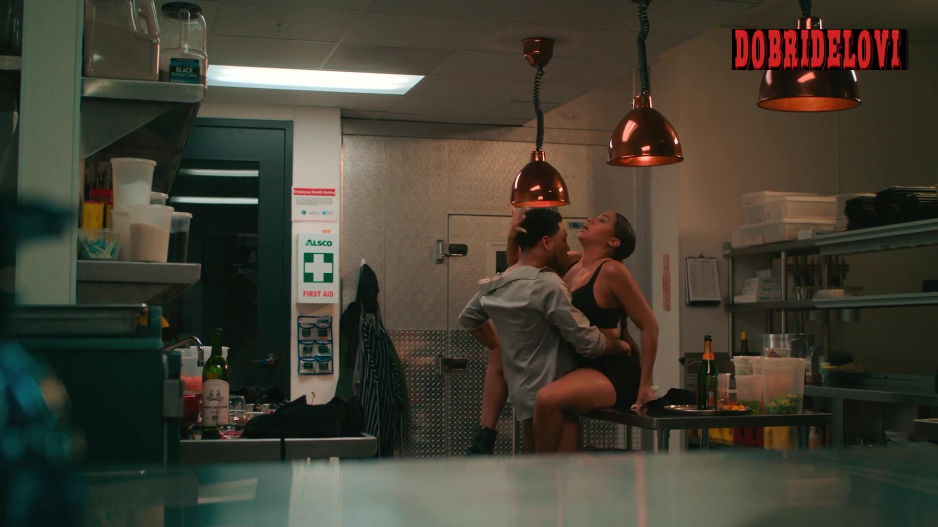 La La Anthony sex in the kitchen scene from The Chi