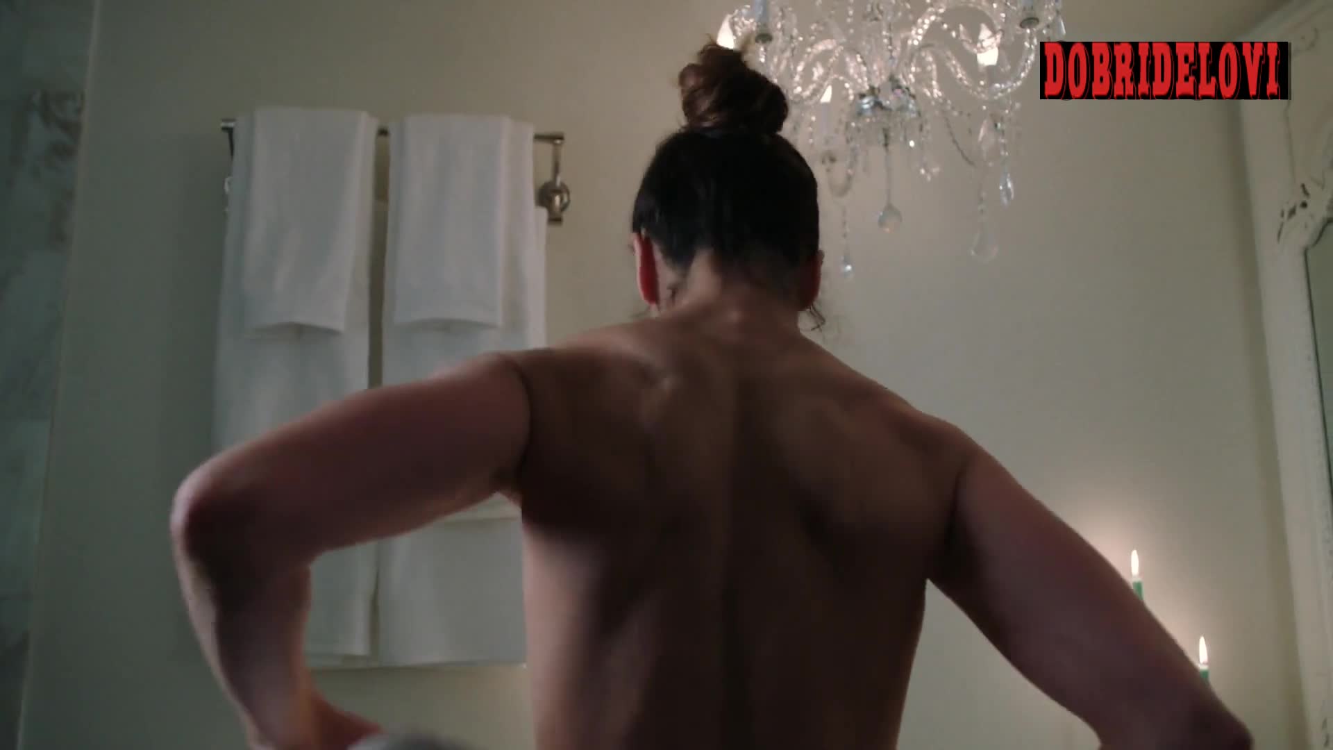 Alice Braga disrobing for some side boob scene from Queen of the South