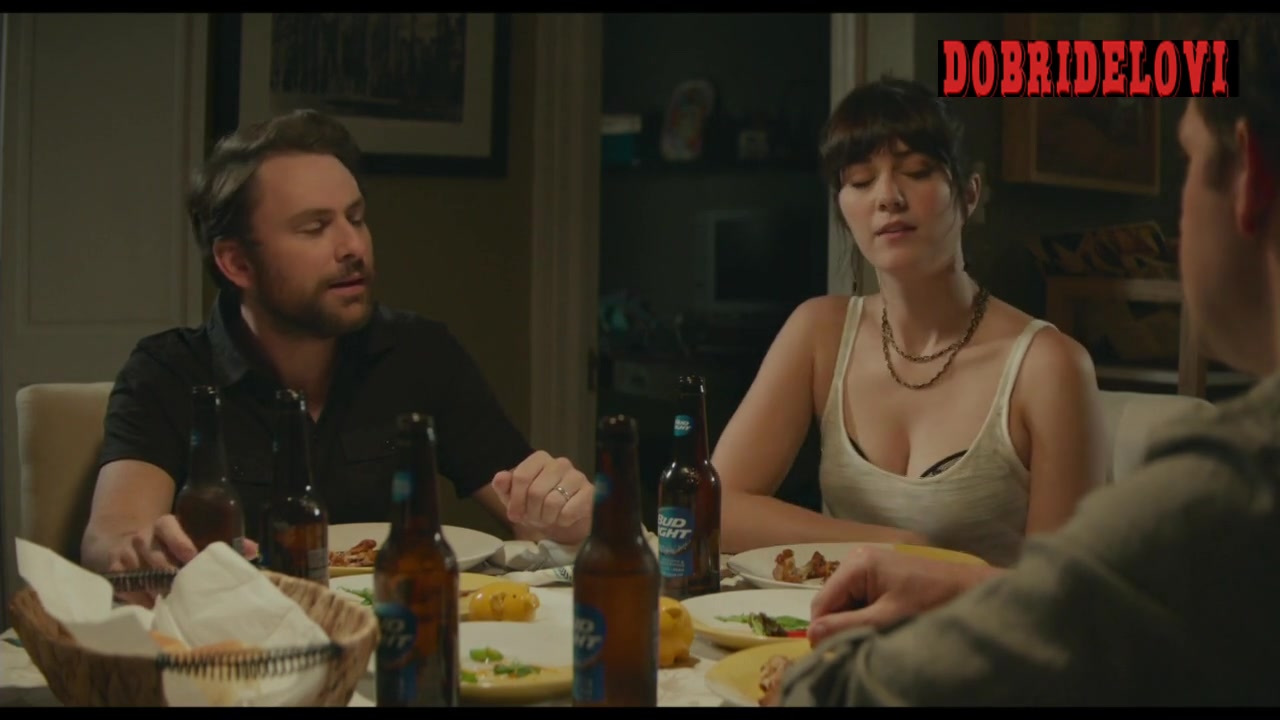 Mary Elizabeth Winstead cleavage at dinner table scene from The Hollars