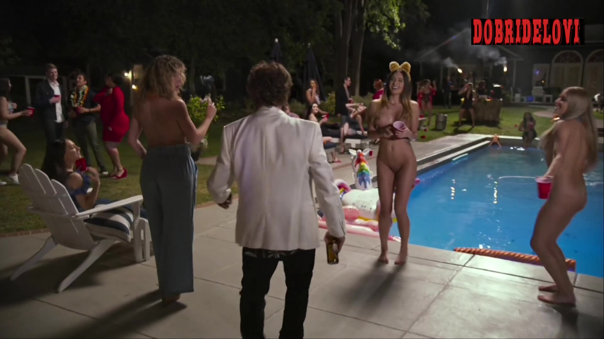Kendall Milton, Karina Junker, Lily Drew Detwiler pool party scene from Guest House