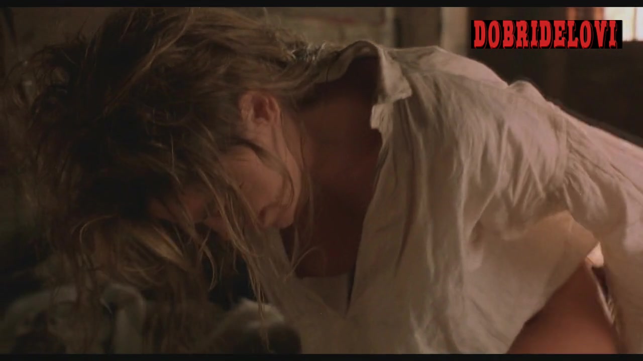 Sharon Stone nip slip through night gown scene from The Quick and the Dead