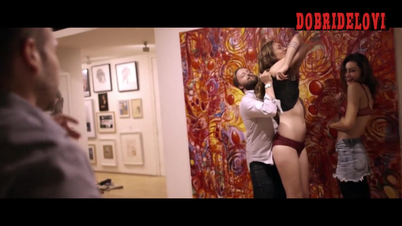 Phoebe Tonkin and Johanna Stickland art gallery action scene from The Ever After