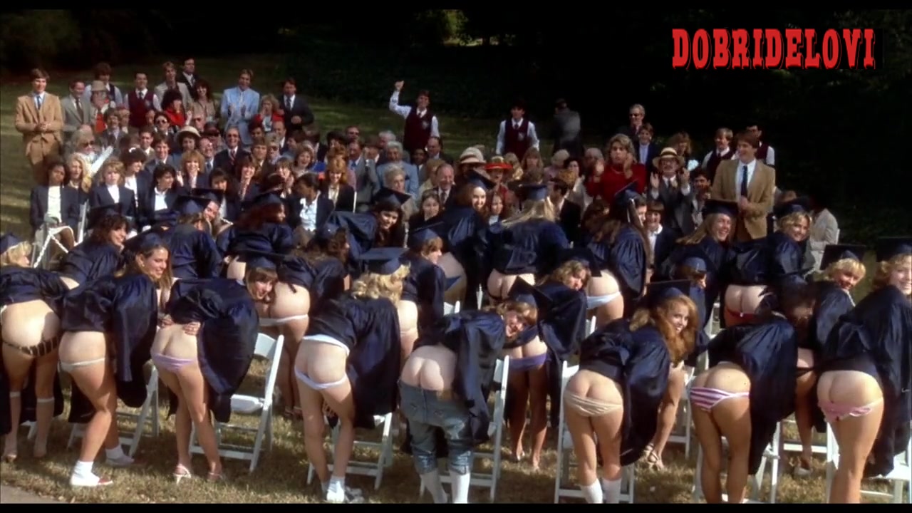 Betsy Russell, Kathleen Wilhoite and Phoebe Cates mooning scene from Private School