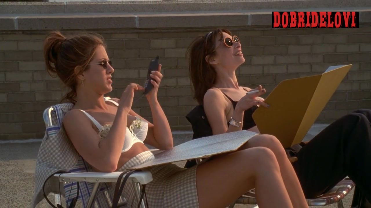 Jennifer Aniston sunbathing in white bra scene from Picture Perfect