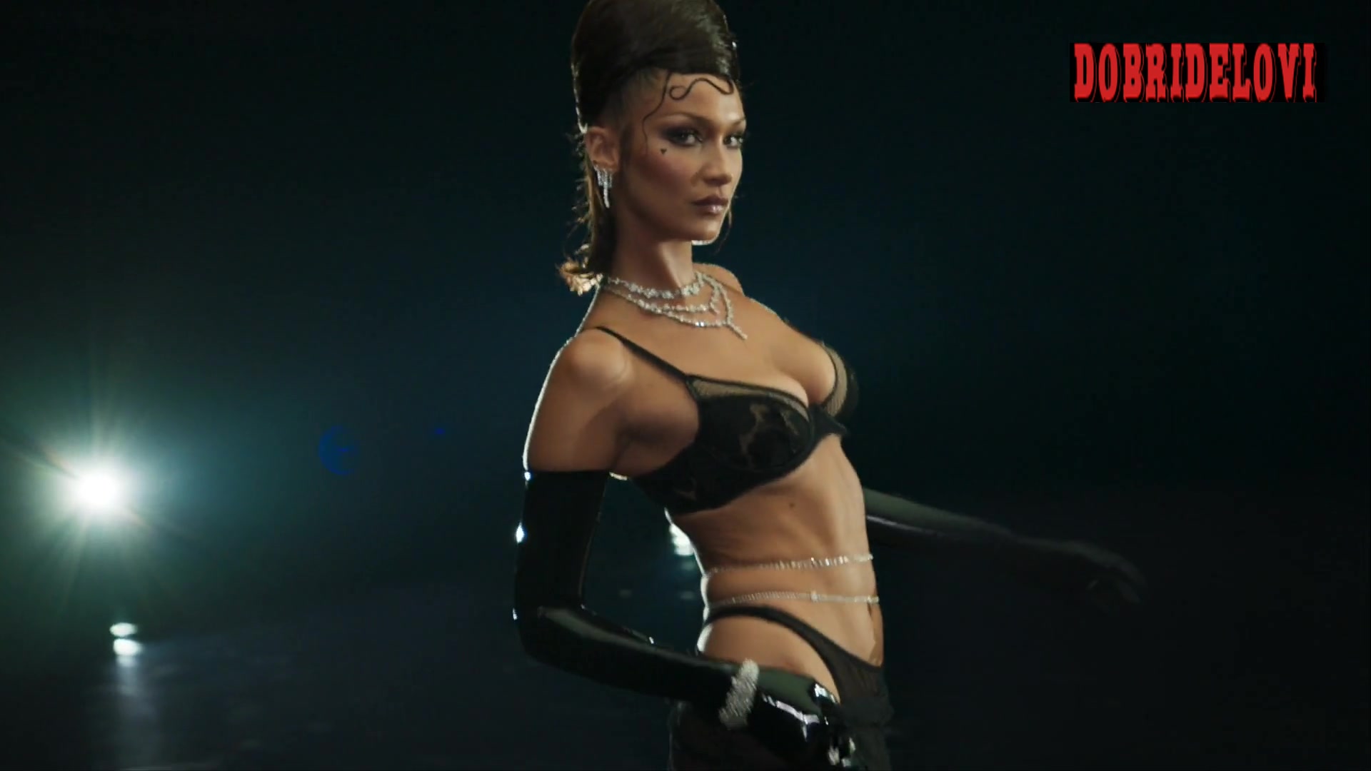 Normani, Bella Hadid black bra scene from Savage X Fenty Show