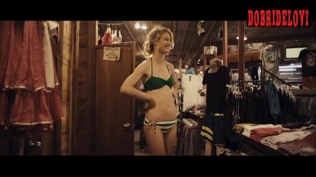 Mackenzie Davis green bra scene from Bad Turn Worse