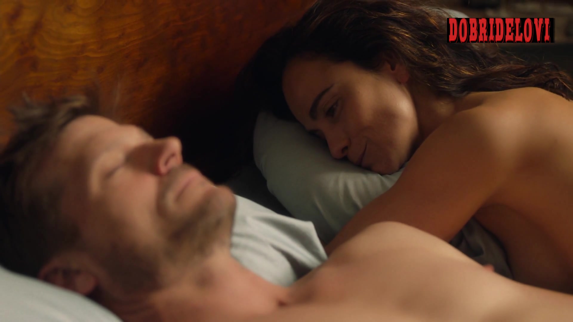 Alice Braga side boob in bed scene from Queen of the South