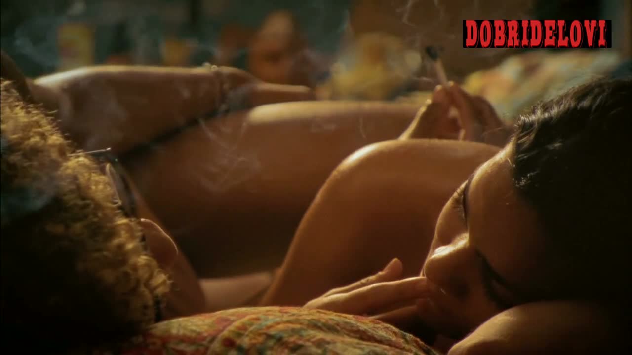 Alice Braga smoking nude in bed scene from City of God