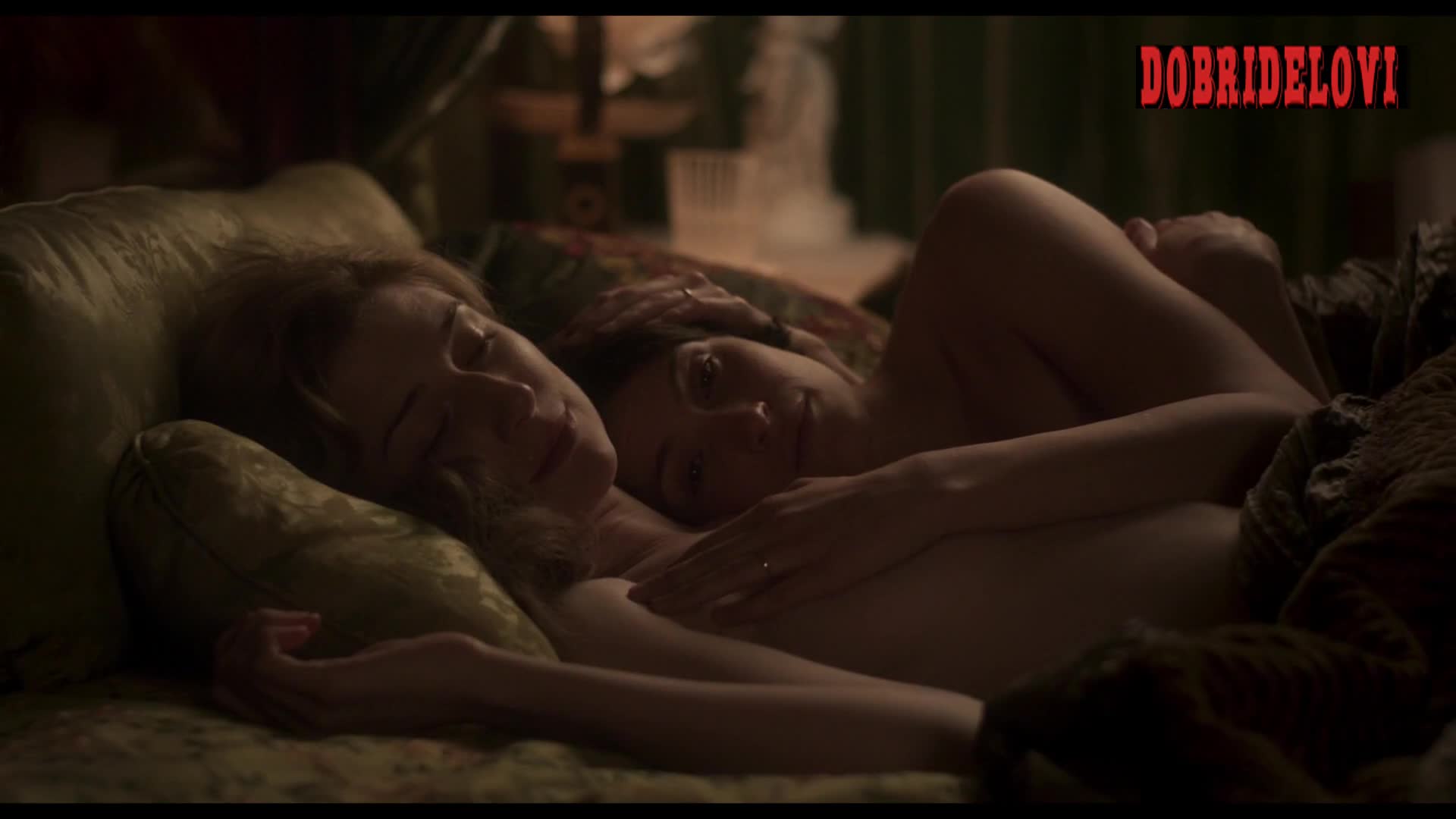 Gemma Arterton and Elizabeth Debicki in bed scene from Vita & Virginia